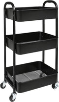 3-Tier Rolling Utility Cart with Caster Wheels Easy Assembly, Black