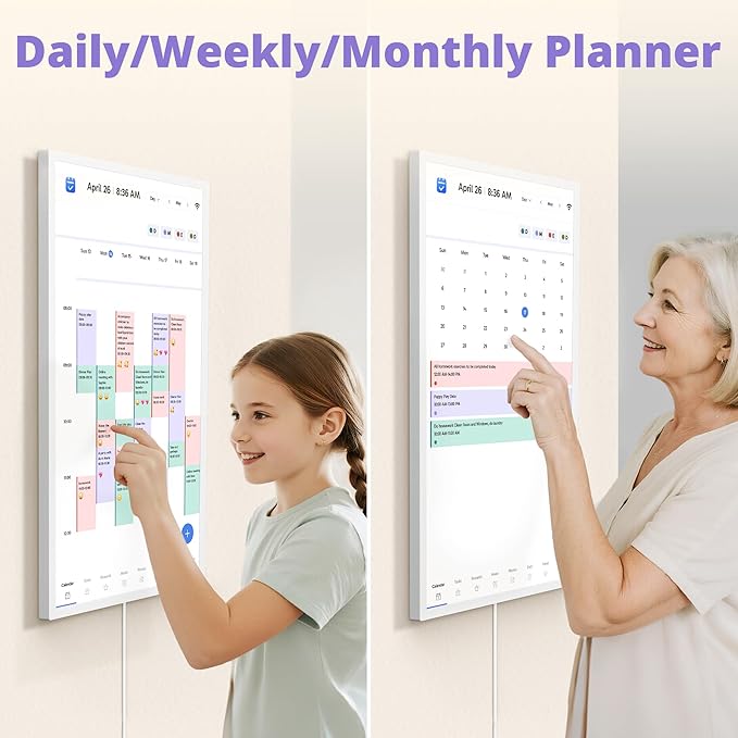 Digital Calendar 32 Inch Touch Screen, Electronic Wall & Desk Calendar Chore