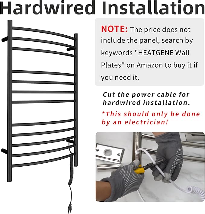 HEATGENE Towel Warmer Wall Mount Electric Plug-in/Hardwired Heated Towel Rack