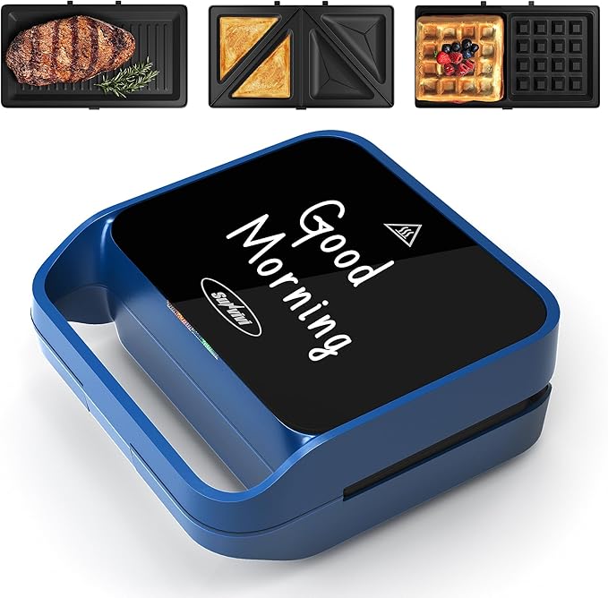 Sunvivi Pro Sandwich Maker Panini Press Grill, 3 in 1 Electric Waffle Maker