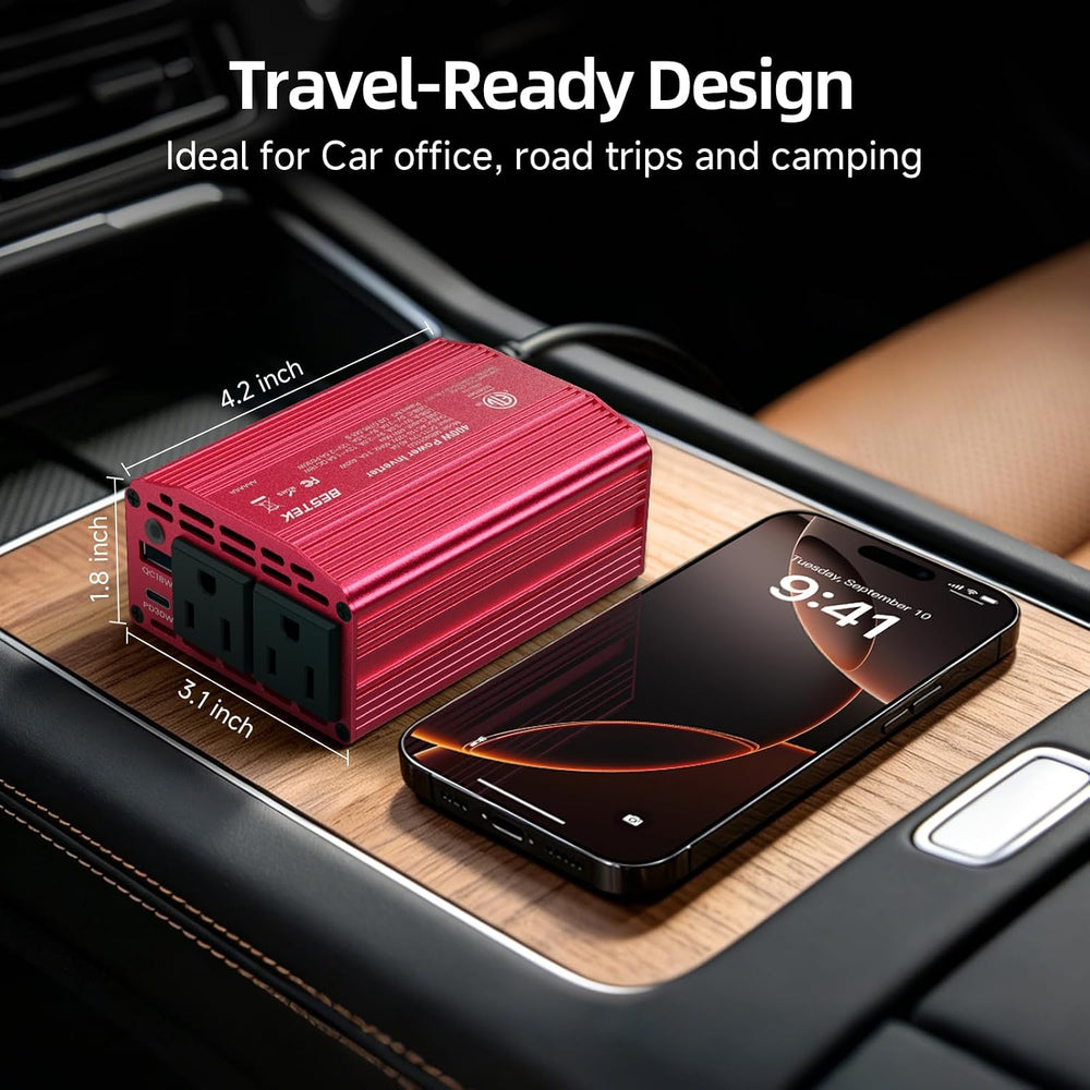 BESTEK 400W Car Power Inverter 12V to 110V Car Charger Plug Adapter[Red]