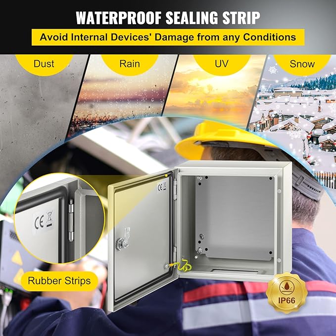VEVOR NEMA Steel Enclosure, IP66 Waterproof & Dustproof, Outdoor/Indoor