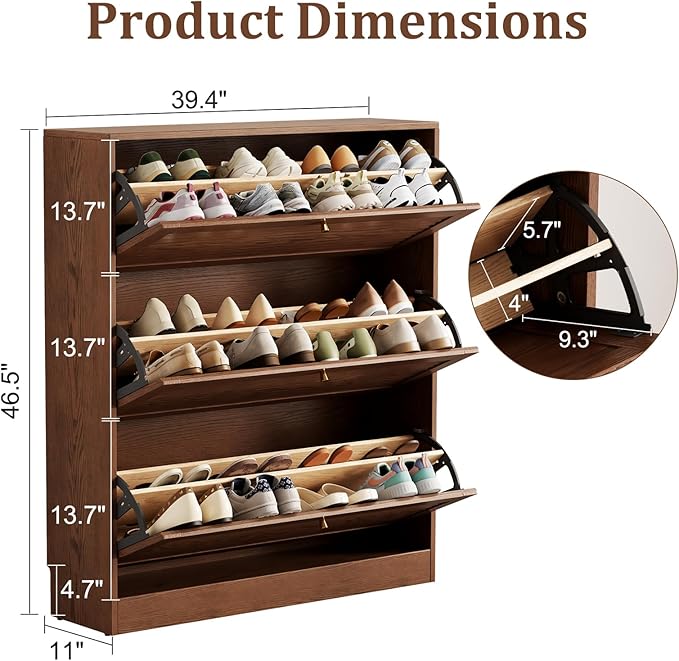 KungFuWood Soild Wood Shoe Storage Cabinet