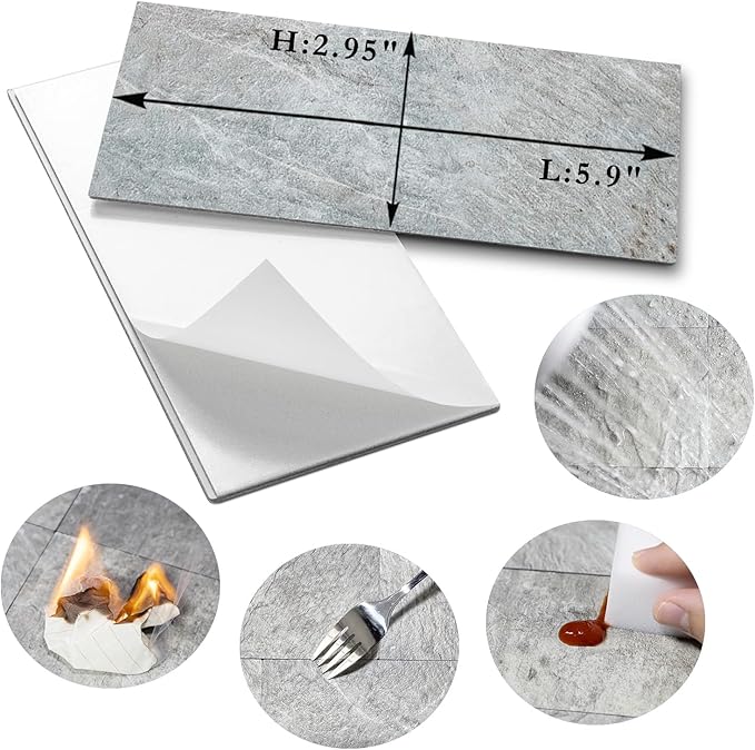 AULIGET 100 Piece Mountain Rock Peel and Stick Backsplash Wall Tiles, Laundry