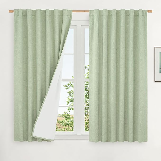 LAMIT Linen Full Blackout Window Curtains