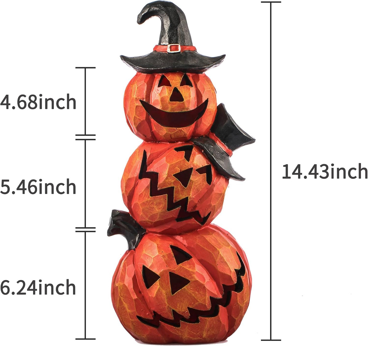 Light Up Evil Pumpkin 3-Layer Halloween Decoration 14 Inch Jack O' Stack