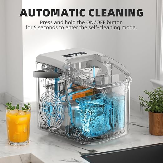 Antarctic Star Countertop Ice Maker Machine, 8 Cubes in 6 Mins, 26.5 lbs/Day