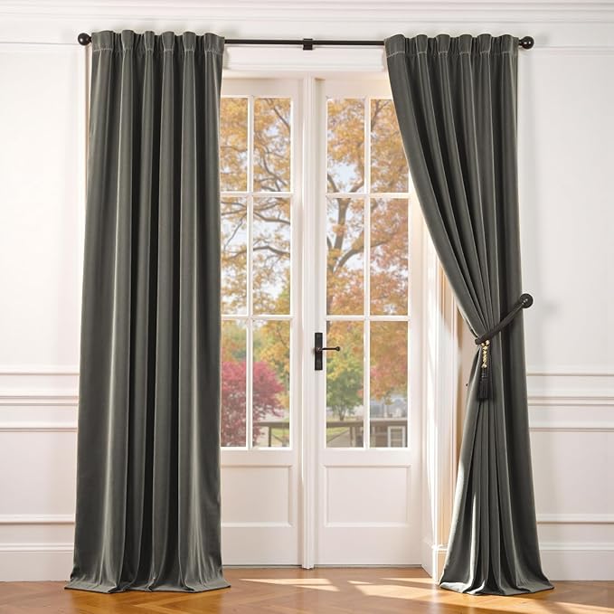 Lazzzy Velvet Blackout Curtains Thermal Insulated Room Window Drapes Super Soft