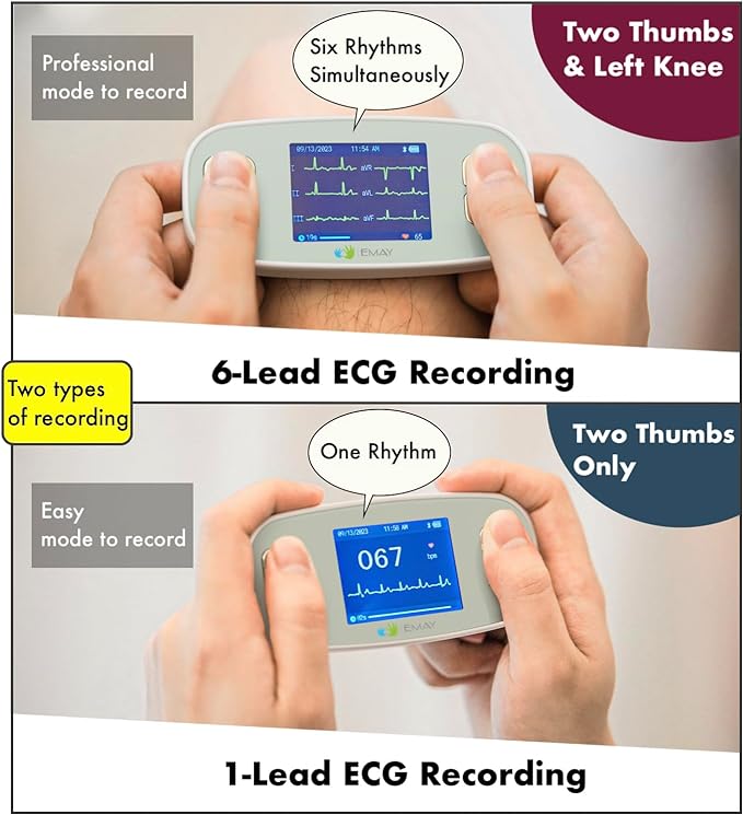 EMAY 6L Portable ECG Monitor | Record ECG and Heart Rate in 6 Channels |