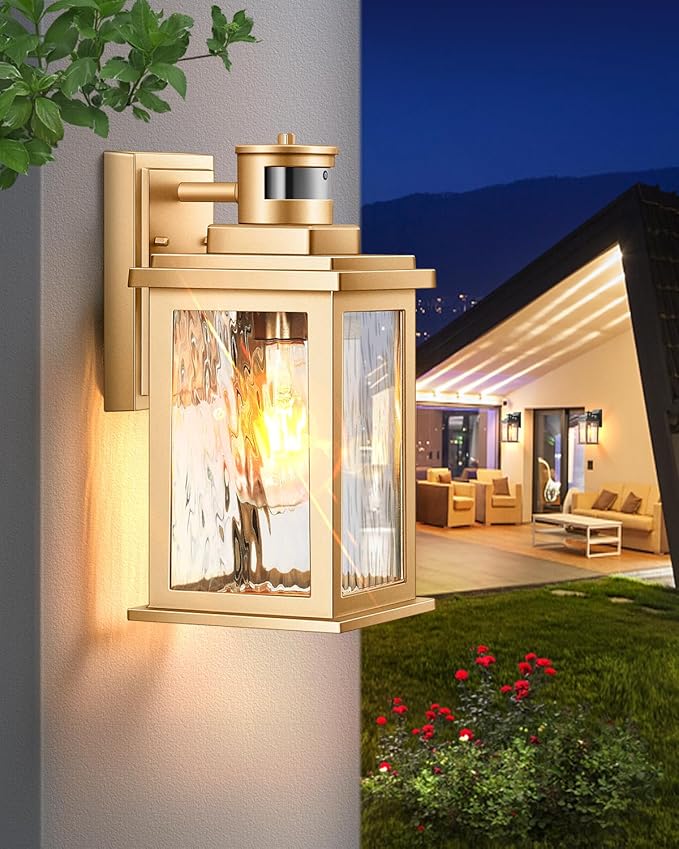 VIANIS 2 Pack Motion Sensor Outdoor Lights Lantern, Dusk to Dawn Exterior Lights