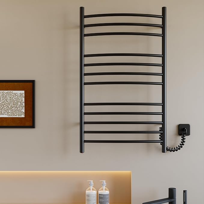 HEATGENE Towel Warmer Wall Mount Electric Plug-in/Hardwired Heated Towel Rack