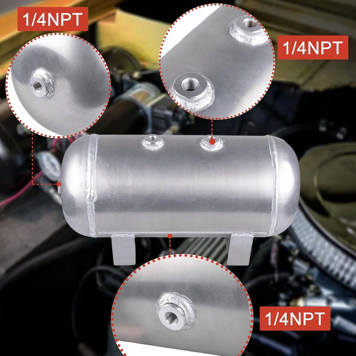 150 PSI Air Compressor with 1.6 Gallon 200 PSI Air Tank Aluminum Air Compressor Onboard System 12V 1/4NPT for Train Truck Trailer Train Auto Air Lift Suspension Heavy Duty Air Horn Compressor