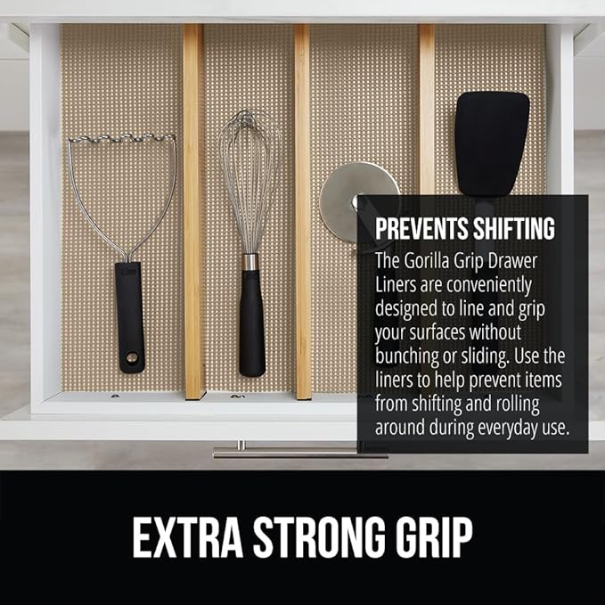 GORILLA GRIP powerGRIP Drawer Shelf and Cabinet Liner, Thick Strong Hold