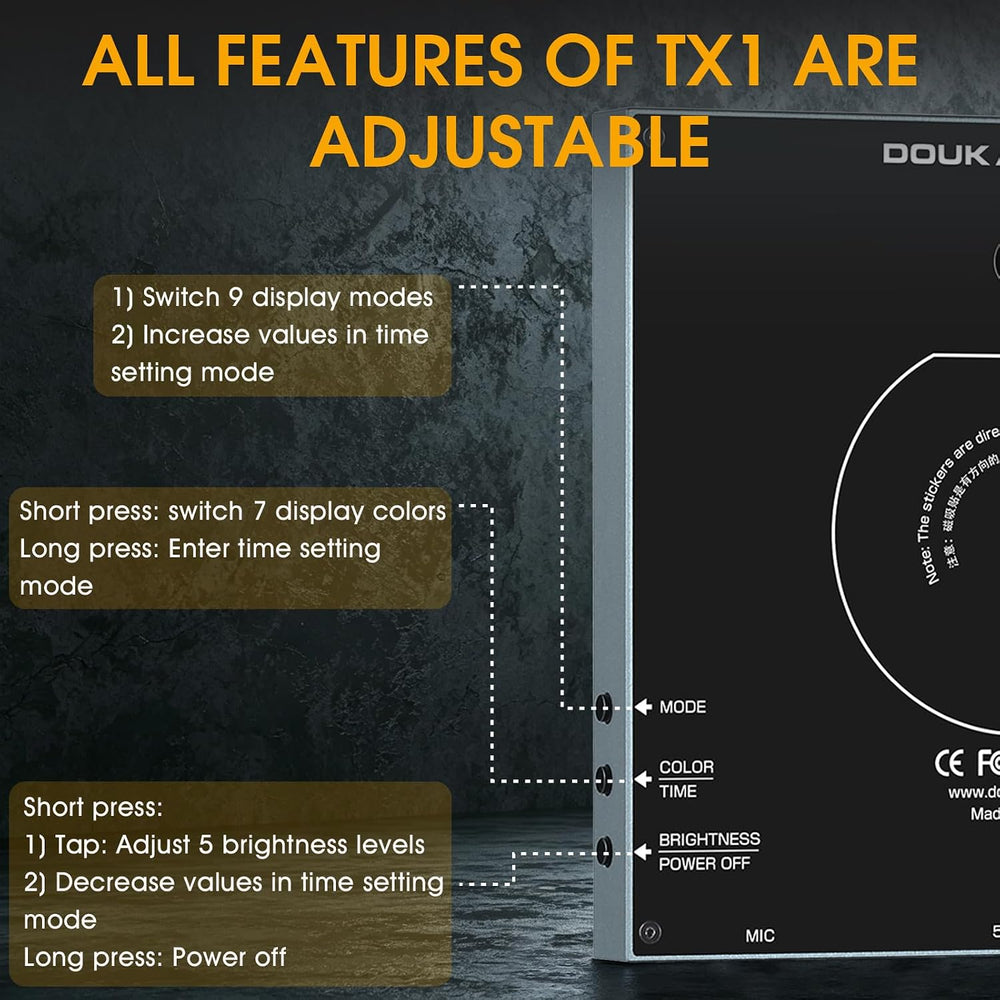 Douk Audio Desktop Word Clock: Music Spectrum Display (TX1)