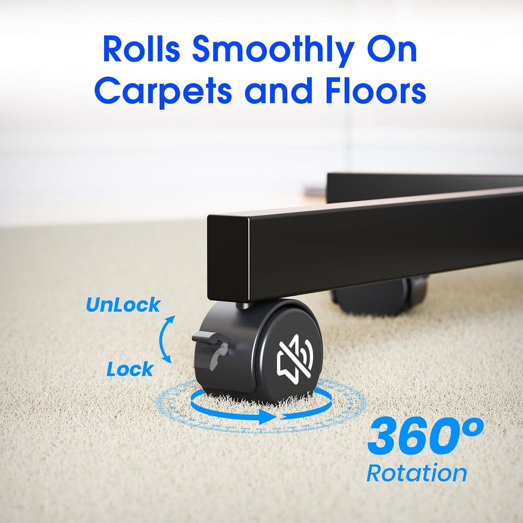 Rolling TV Stand for 23-60 Inch, Mobile TV Stand with Shelf, Black