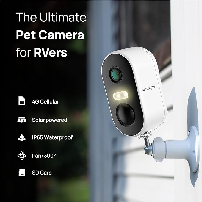 Waggle 4G LTE Cellular Security Camera, 2K HD Pet Monitor, No WiFi, 9000mAh