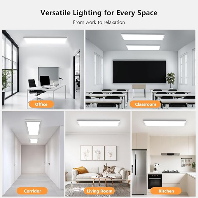 AIKVSXER 30 Pack 1x4 LED Flat Panel Light, 50W 5500LM Surface Mount Ceiling