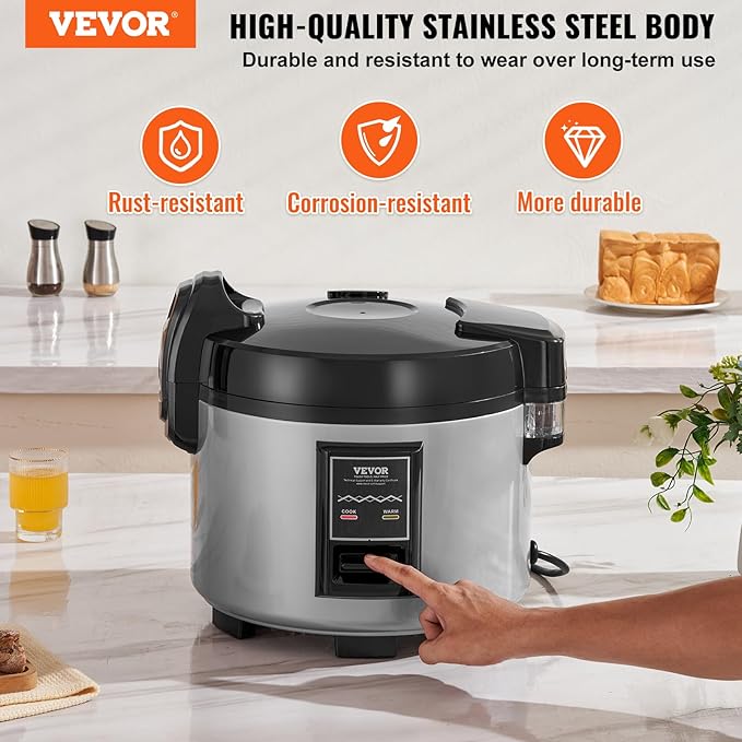VEVOR Commercial Rice Cooker, 45-Cup Rice Cooker, 9.51 Qt / 9 Liter Large Rice