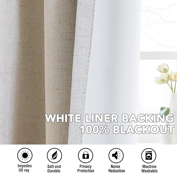 H.VERSAILTEX Linen Curtains 100% Blackout Curtains