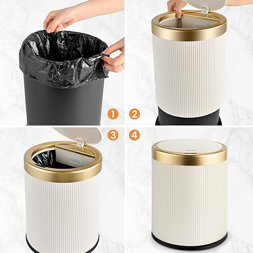 Pukomc Bathroom Trash Can with Lid，3.5 Gallon Motion Sensor Waterproof
