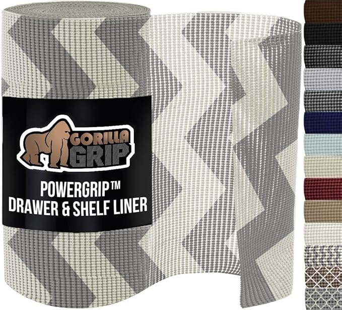 GORILLA GRIP powerGRIP Drawer Shelf and Cabinet Liner, Thick Strong Hold