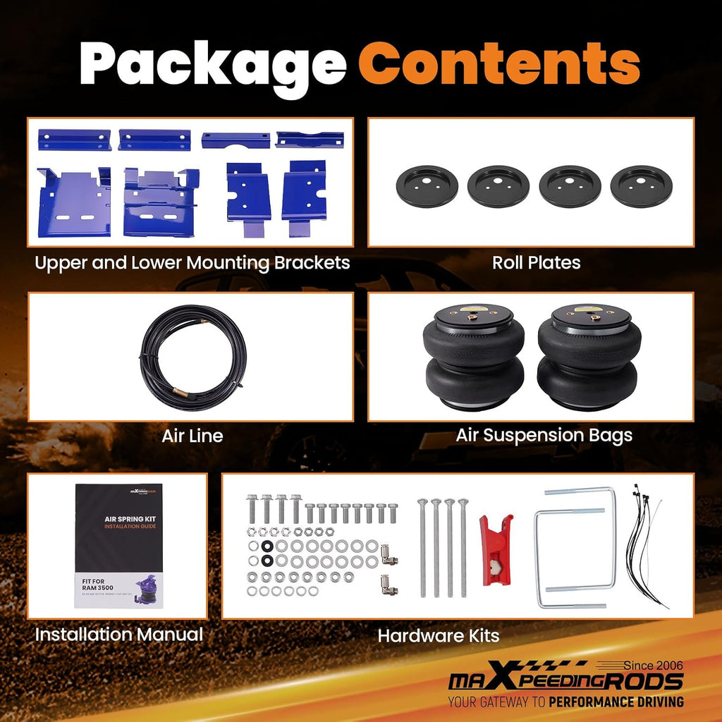 maxpeedingrods 7500 lbs rear air suspension bags kit, side view