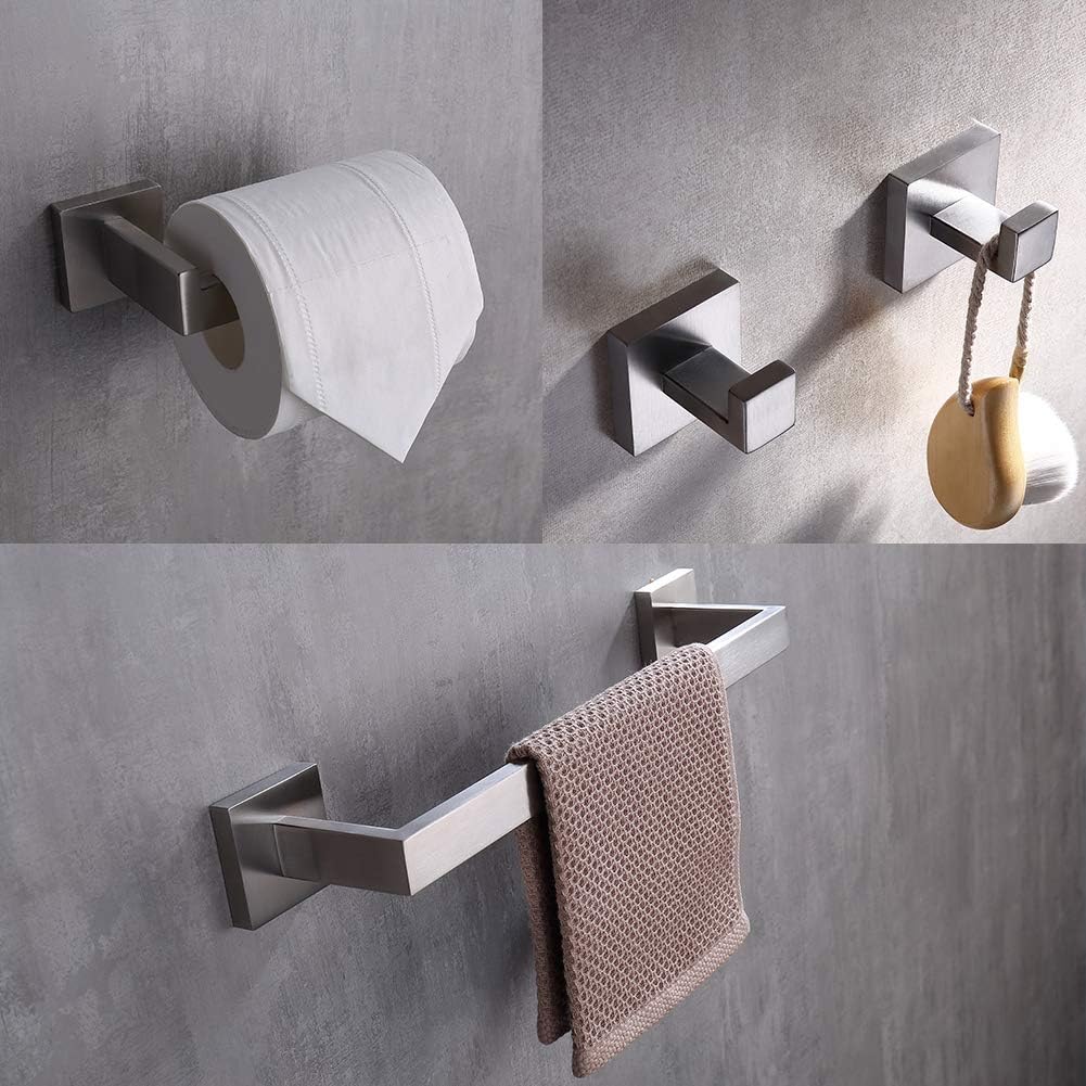 tastos 3-piece bathroom hardware set brushed nickel wall shown in use