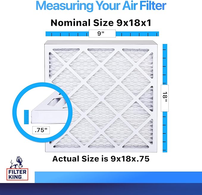 Filter King 9x18x1 Air Filter | 4-PACK | MERV 8 HVAC Pleated A/C Furnace