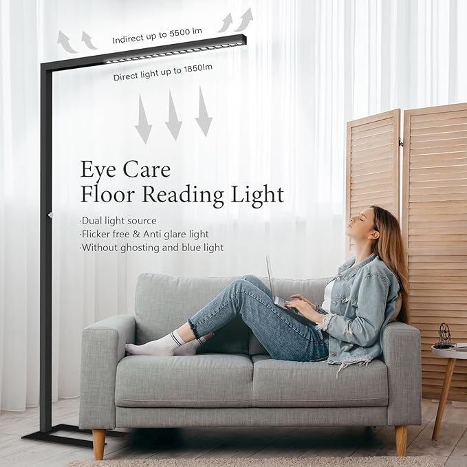 STERREN 77" LED Floor Lamp, 7350LM Dimmable Eye-Care Standing Piano Lamp