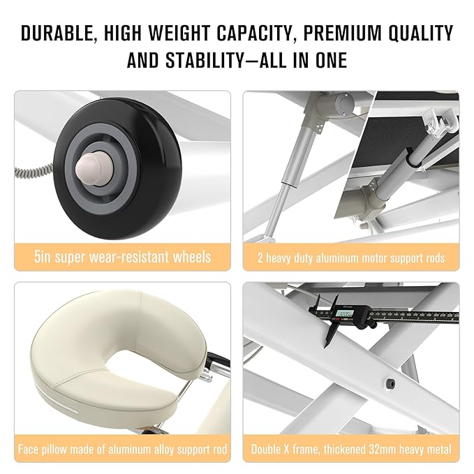 pouseayar Heavy Duty Electric Massage Table, Electric Lift and Electric