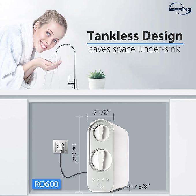 iSpring RO600BN Tankless Reverse Osmosis System Under Sink, 600 GPD Fast Flow