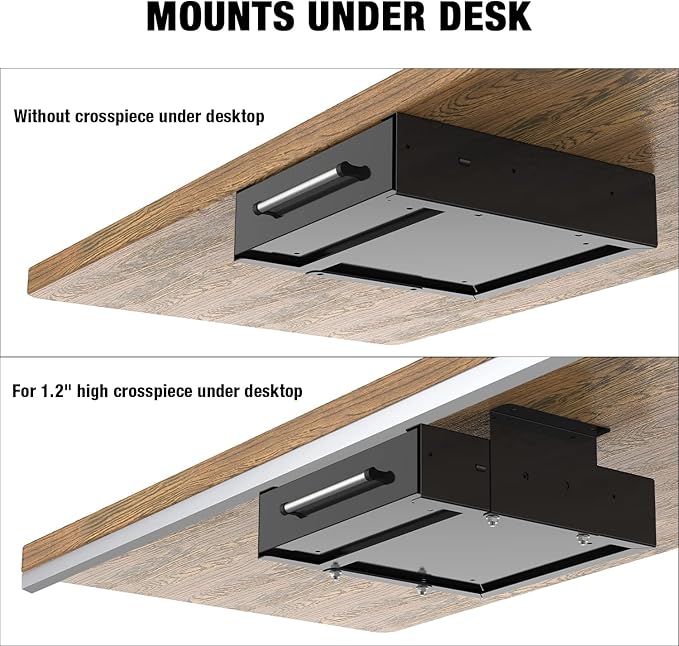 UNITEDPOWER Under Desk Drawer Storage, Pull-Out Office Hidden Counter Drawer