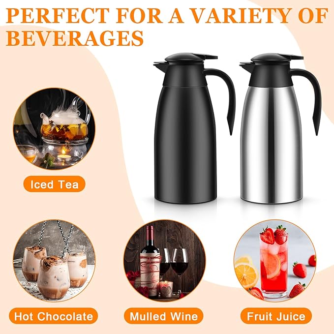 Norme 2 Pcs Thermal Coffee Carafe Insulated Stainless Steel Coffee Carafe