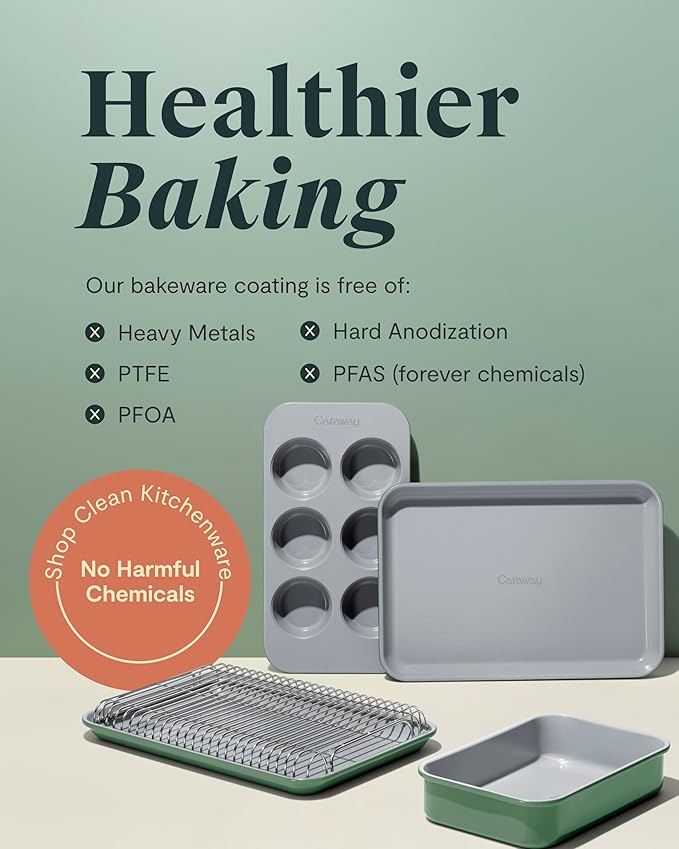 Caraway Nonstick Ceramic 6 Cup Muffin Pan – Non-Toxic, PTFE & PFOA Free – Oven