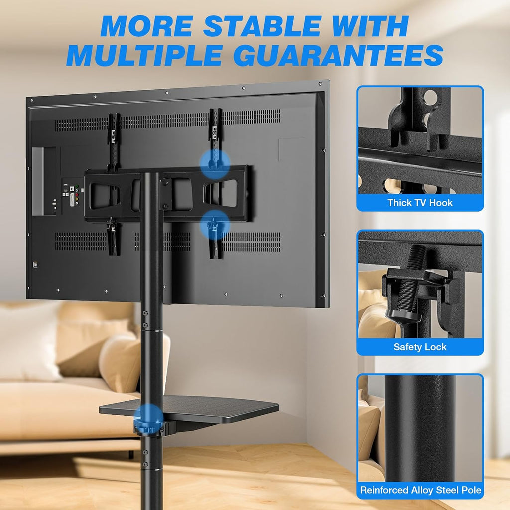 rfiver rolling tv stand with shelf for 23-65, package contents