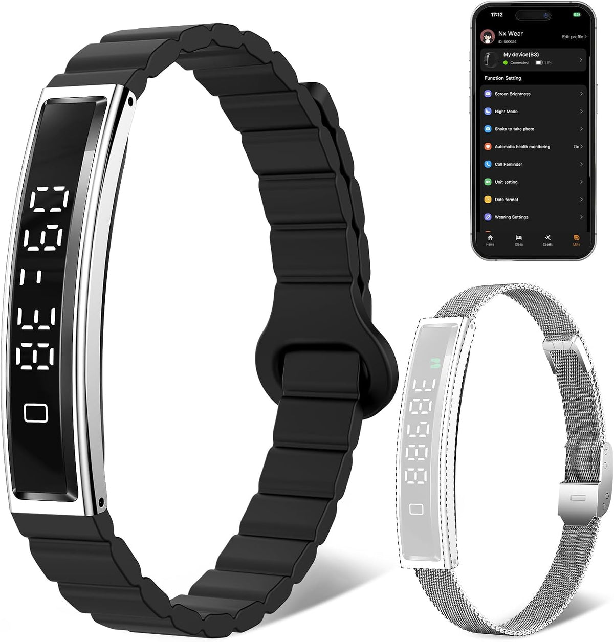 Smart Bracelet for Women Men Fitness Health Tracker with Heart Rate Sleep