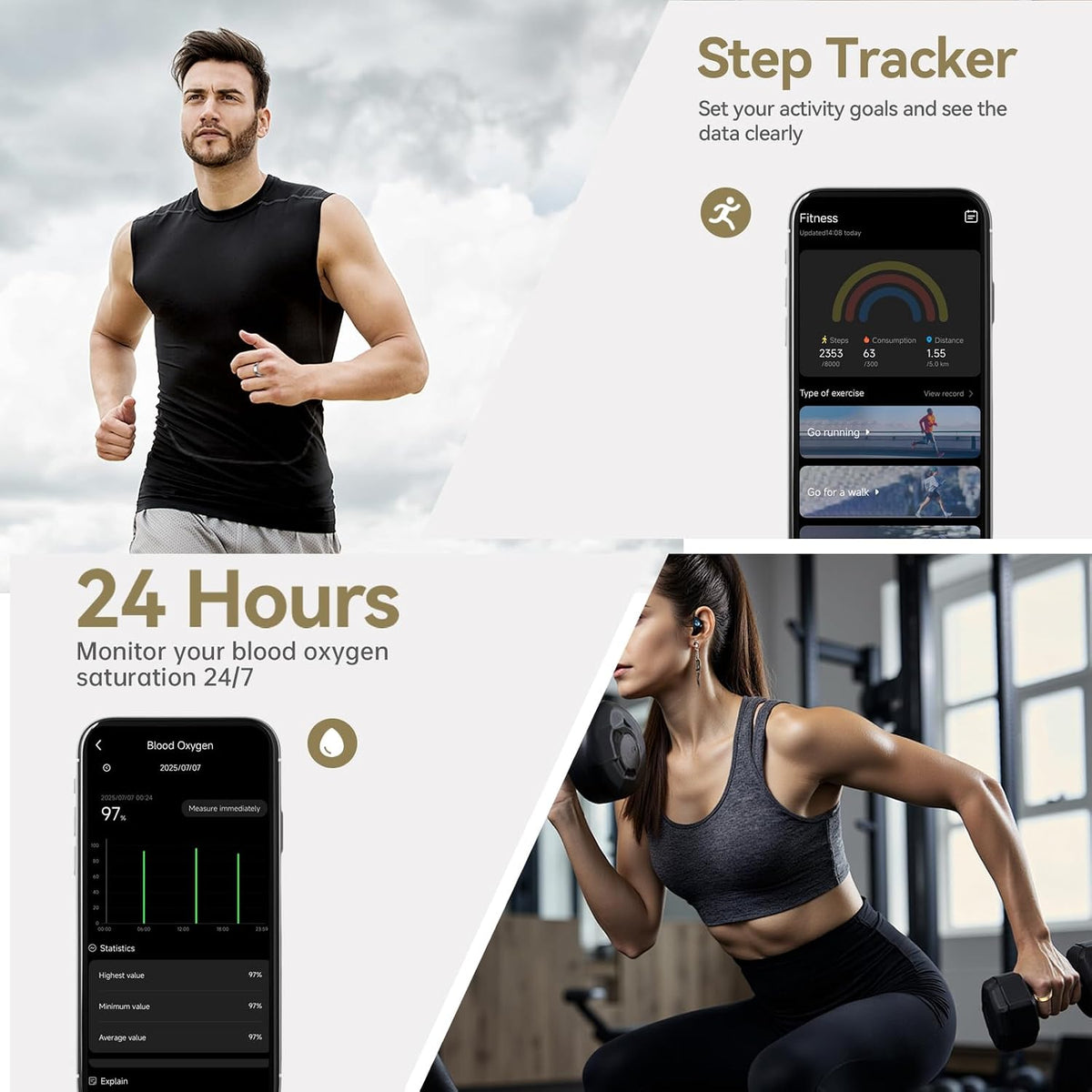smart ring for women & men, fitness tracker, side view