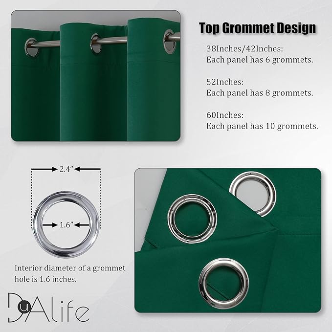 DUALIFE Christmas Green Blackout Curtains