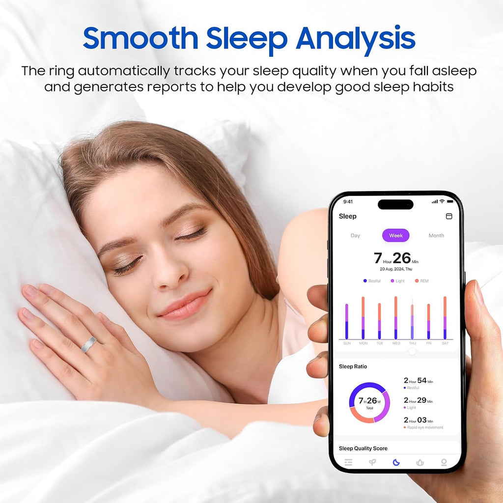 2026 smart ring new health tracker, ip68 waterproof showing dimensions