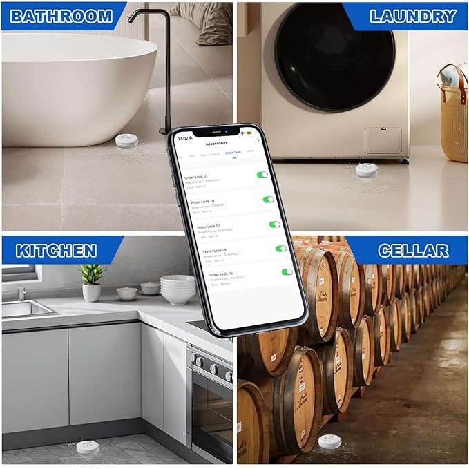 WiFi Water Leak Detectors for Home 3 Pack, Wireless Smart Water Leak Sensor
