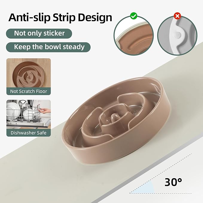 Ceramic 3.2 Cup Slow Feeder Dog Bowl