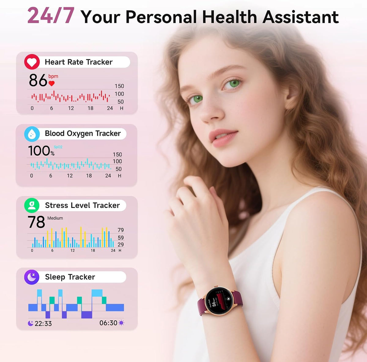 Fitpolo Smart Watch for Women, 105+ Sports Modes Fitness Tracker (Purple)
