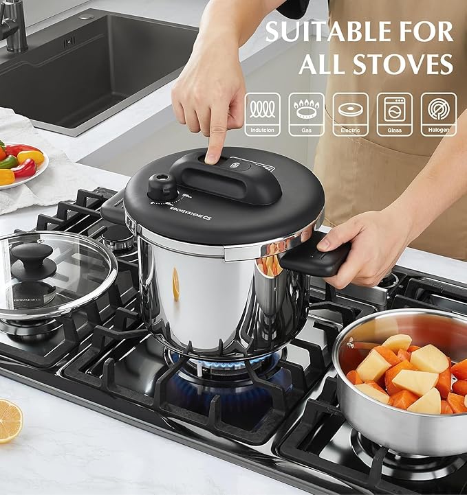 KOCH SYSTEME CS Stainless Steel Pressure Cooker 8.5QT, Olla de Presion