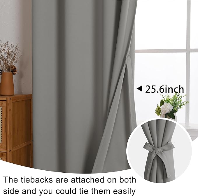JIUZHEN Light Grey Blackout Curtains