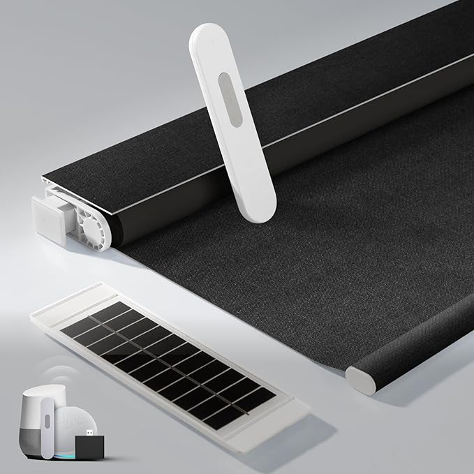 No Drill Motorized Blinds with Remote, Cordless Smart Electric Roller Shades