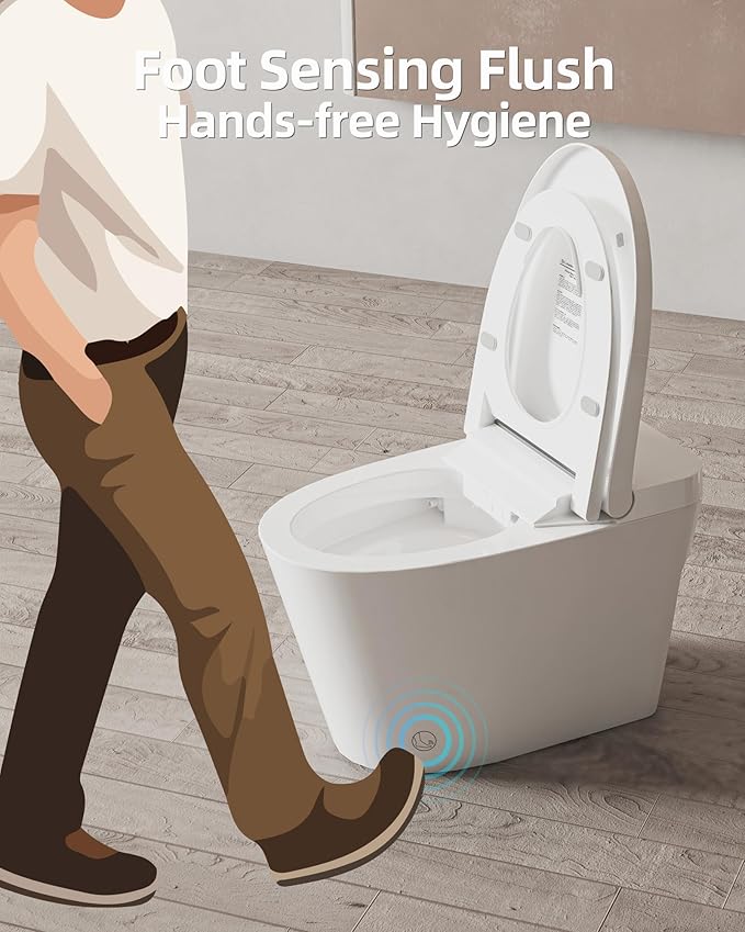 Luoware Smart Toilet Lite without Bidet, One Piece Elongated Modern Toilet