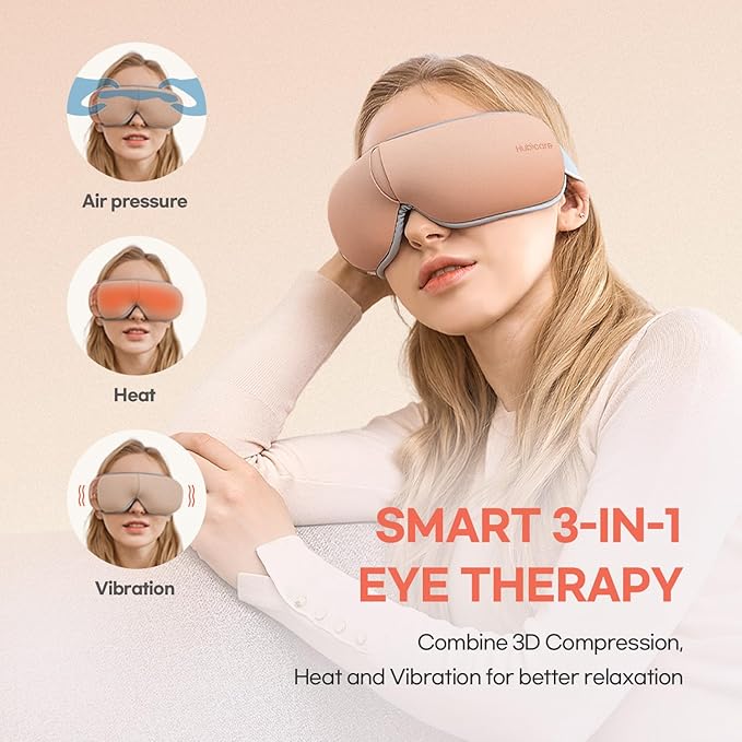 HubiCare Eye Massager with Heat, and Music Helps Relieve Strain, Dark Circles