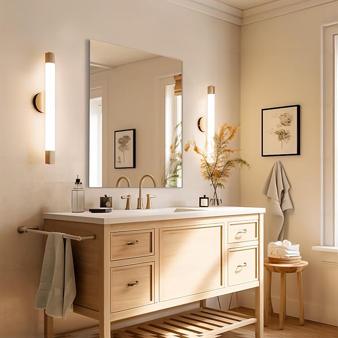 Mirrorons Frameless Mirror, Wall Mirror 24" x 32", Modern Rectangle Bathroom