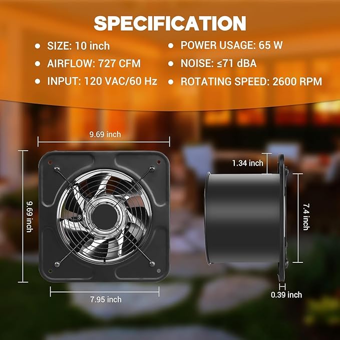 YOZON 10-Inch Kitchen Exhaust Fan