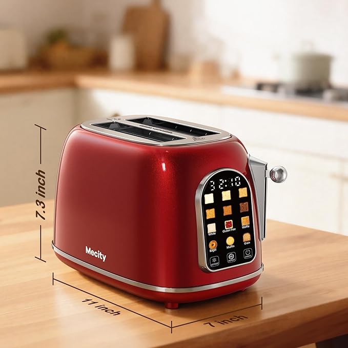 Mecity Toaster 2 Slice, Touch Screen Wide Slot Retro Toaster